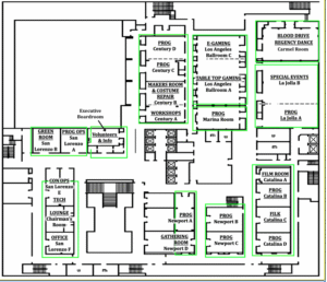 Loscon 51 - Hilton Hotel Map - Lobby LevelHilton Hotel Map - Upper Floor